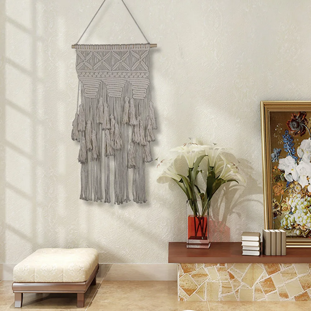 Богемный Декор макраме настенный висящий богемный ручной Плетеный гобелен Свадебный настенный Чистый хлопок ткачество мягкое ощущение