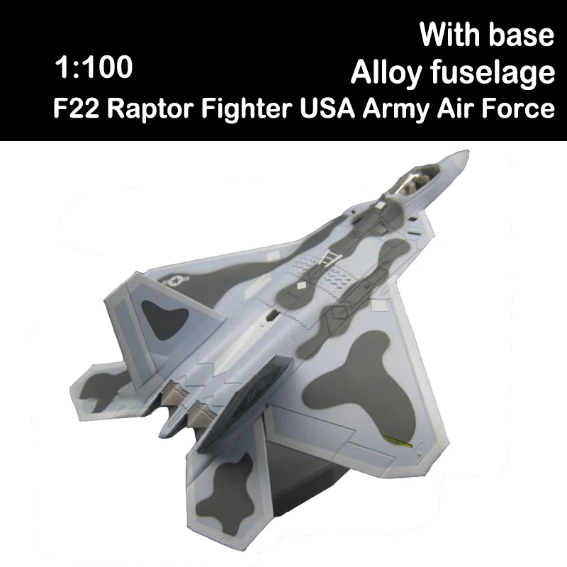 1/100 масштаб военная модель игрушки Lockheed Boeing F22 Raptor Fighter США армия ВВС литой