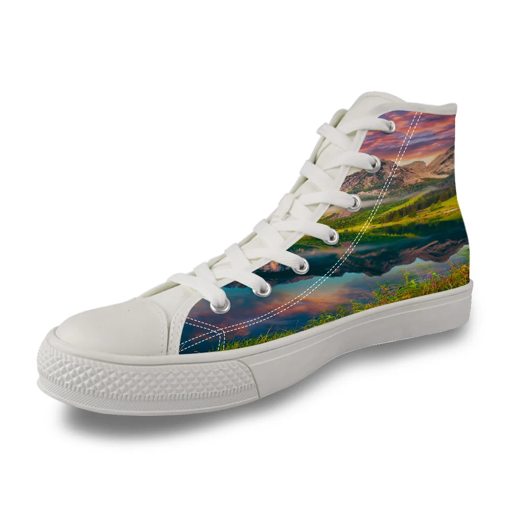 

Beautiful Natural Landscape High Top White Canvas Vulcanized Breathable Shoes