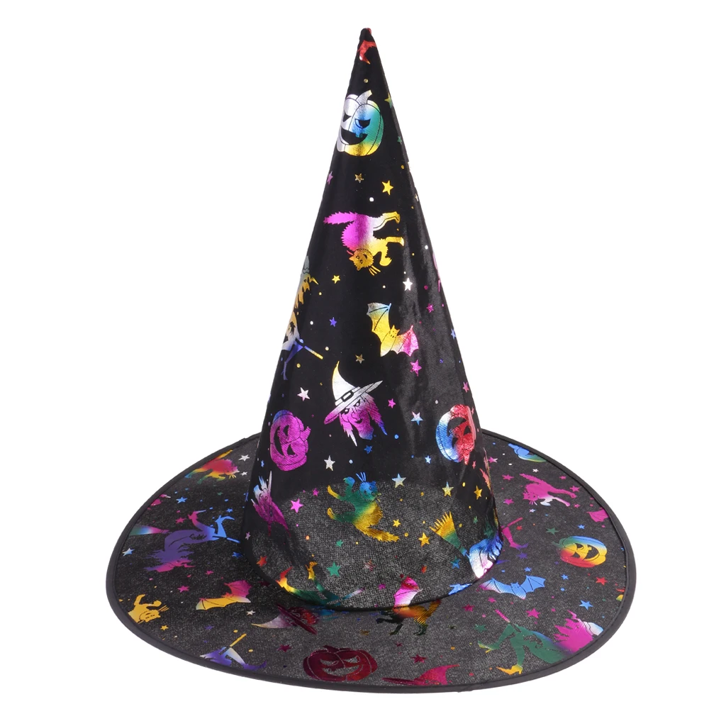 Vintage Unisex Kids Adults Witch Hat Wizard Costume for Halloween Night Ball Cosplay Party Fancy Decoration