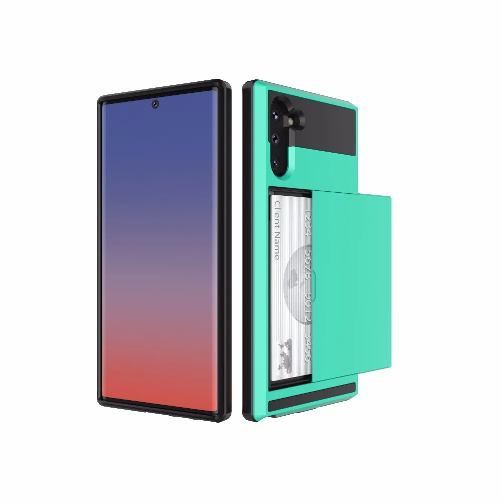 20pcs/lot Slide Card TPU+PC housing plastic cover case for samsung galaxy Note 8 9 10 10 Plus protective case cover