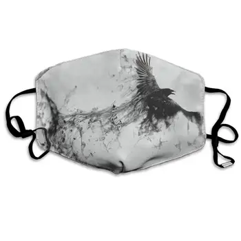 

NiYoung Unisex Breathable Black Crow Raven Bird Grey Mouth Mask, Adjustable Earloop Anti Dust Pollution Face Mask for Running