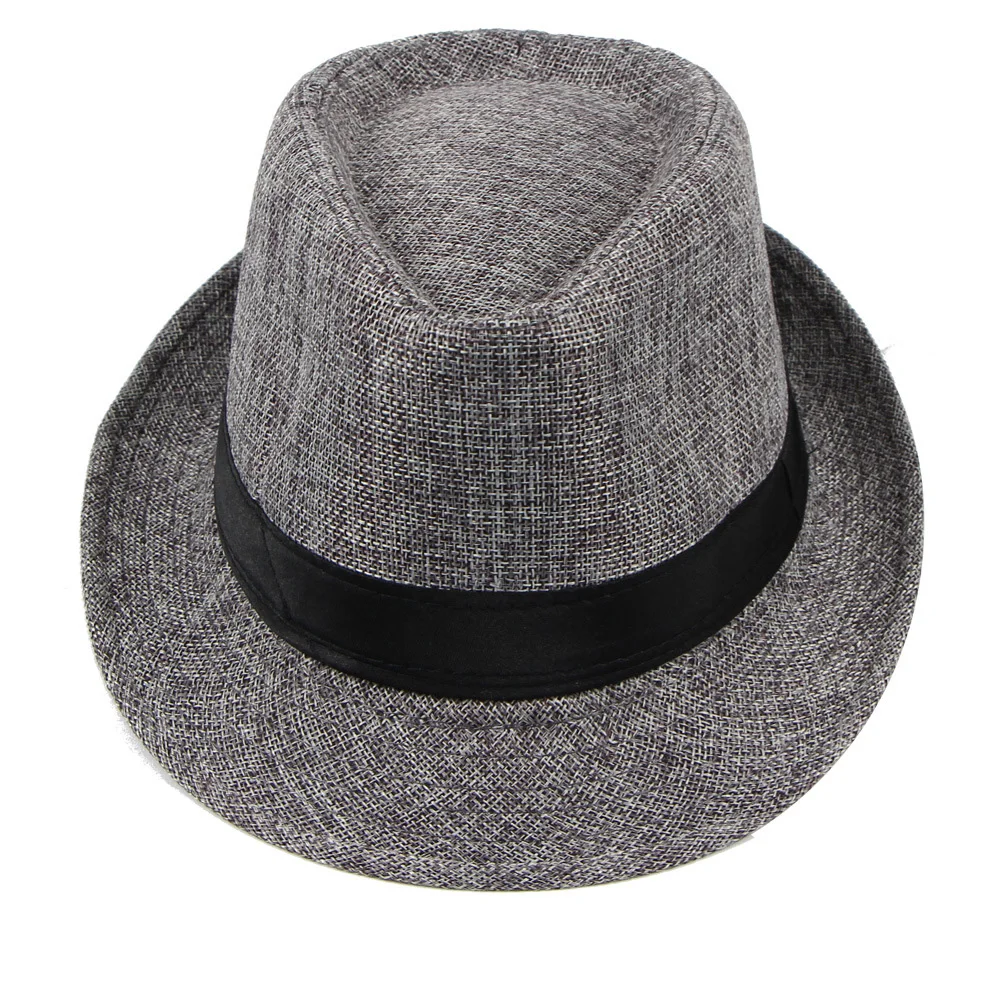 Fedora Шляпа КАПЛЕВИДНАЯ Трилби Кепка с короткими полями для мужчин льняная модная прочная