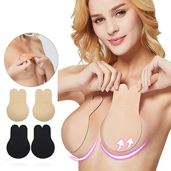 

Nipple Pasties Cover Invisible Lift Up Bra Tape Women Self Adhesive Sticky Bra Silicone Strapless Push Up Sexy Rabbit Ears Bra