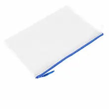 Soft Plastic Grid Pattern Zipper Closure A4 Holder Files Bag Invoice Storage