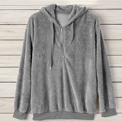 Gray PatPat/однотонная шерстяная толстовка с капюшоном; Осенняя Повседневная Женская одежда; пальто; куртка для отдыха и комфорта - Цвет: Gray