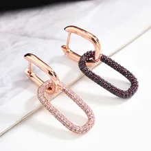 2019 nueva moda pendiente retro forma De cadena púrpura Diamante De imitación único aro joyería Aretes De Mujer Zk40(China)