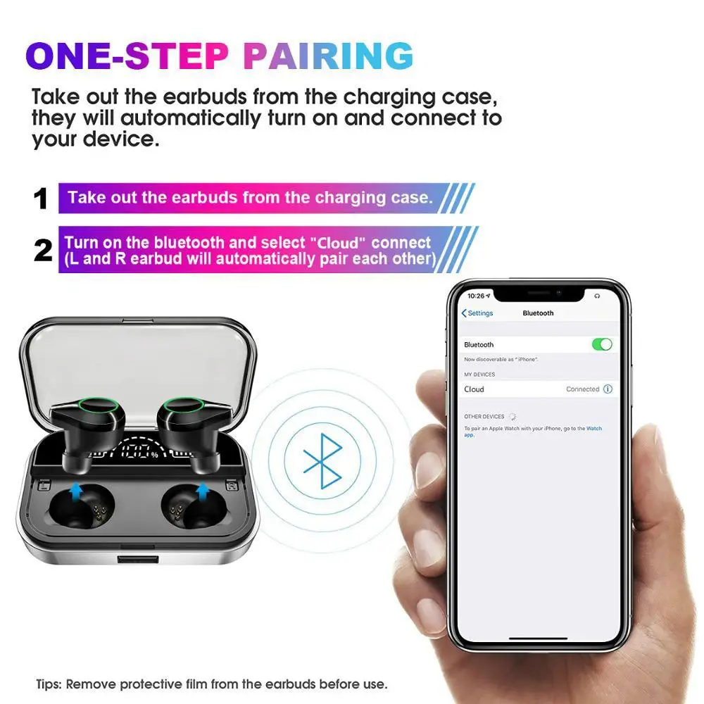 Yiwa T10 TWS Bluetooth гарнитура отпечатков пальцев сенсорный HD Стерео шумоподавление игровая гарнитура беспроводной Ear6phone с 2600 мАч чехол