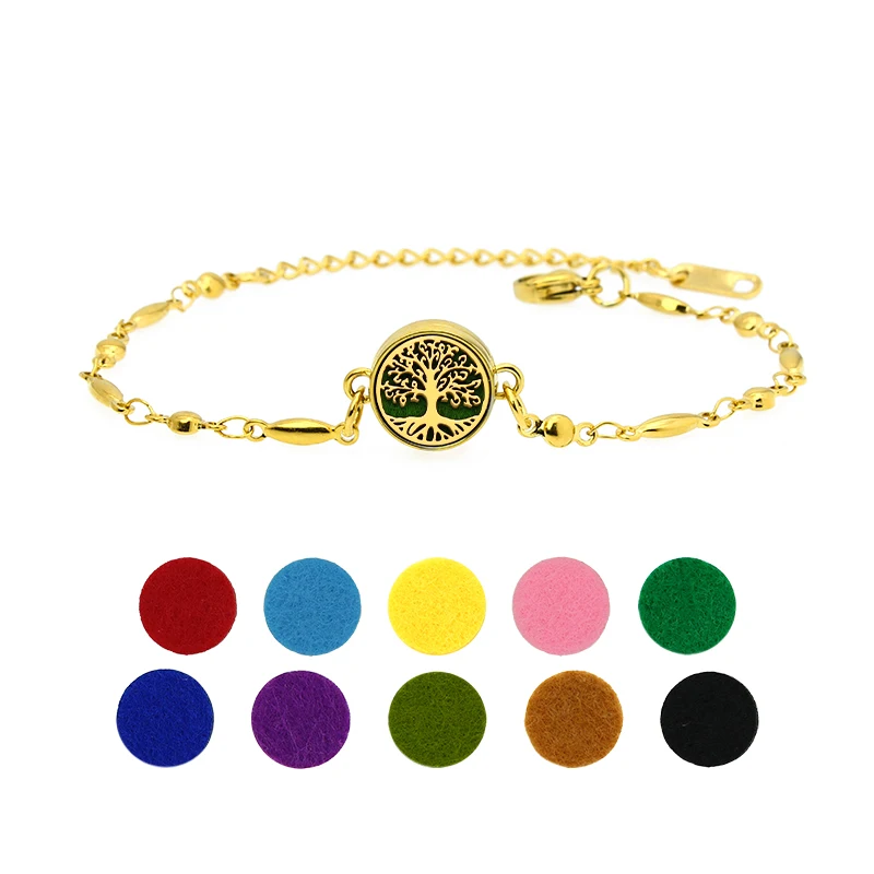 316L Stainless Steel 12mm Colorful Bracelet Diffuser Locket with Adjustable Chain Bracelet Fashion Jewelry Free 10Pads bracelet jewelry