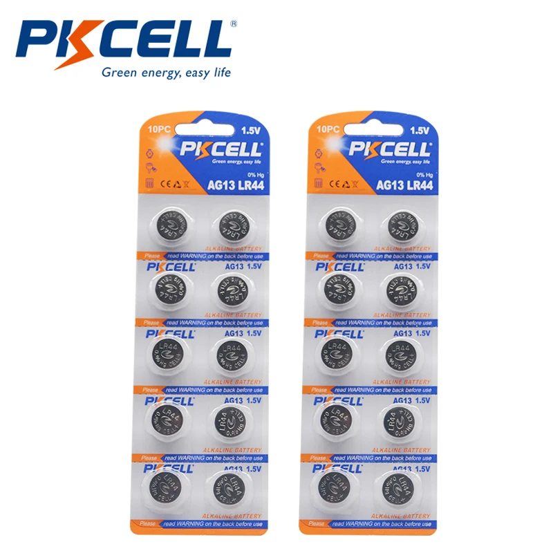PKCELL20PCS15VAG13LR44AlkalineCellCoinBatteryG13ALR1154