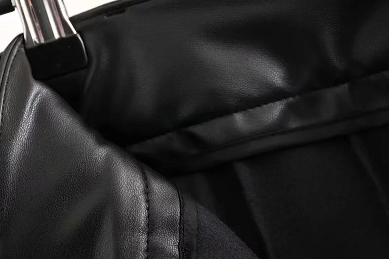 Модные черные брюки из искусственной кожи с поясом, женские брюки с высокой талией, уличная одежда с поясом и карманами,, офисные женские брюки из искусственной кожи