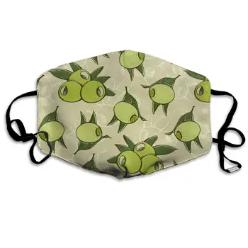 

Green Olives And Leafs Washable Reusable Mask, Cotton Anti Dust Half Face Mouth Mask For Kids Teens Men Women With Adjustable
