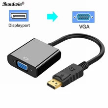 Bundwin dp para vga displayport expositor porto macho para fêmea conversor adaptador cabo para computador portátil computador hdtv monitor projetor
