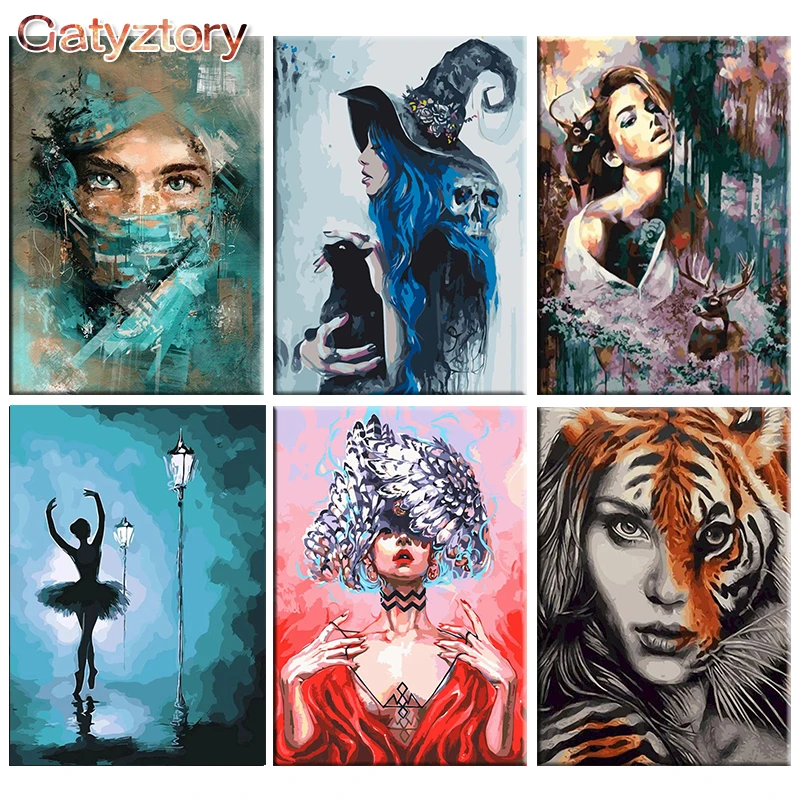 GATYZTORY Painting By Numbers Adults Anime Witch Aylic Paint Photo Frames For Picture Decoration Home Canvas Wall Art Diy Kit painting by numbers kits painting by numbers