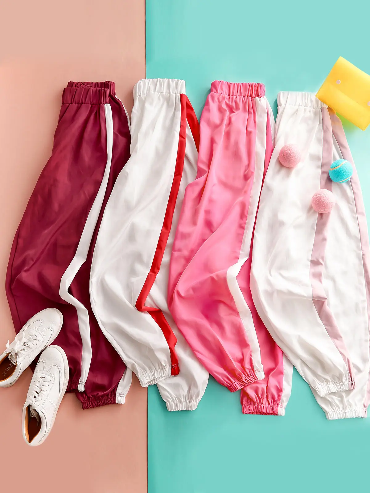 ZAFUL контрастные неоновые штаны для бега с высокой талией лоскутные шаровары