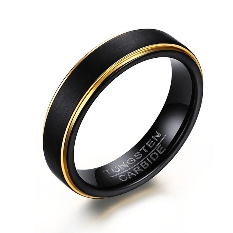Elegant Tungsten Carbide Brushed Beveled Edge Wedding Band – Unisex Style