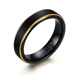 Elegant Tungsten Carbide Brushed Beveled Edge Wedding Band - Unisex Style - 8 (Black color)