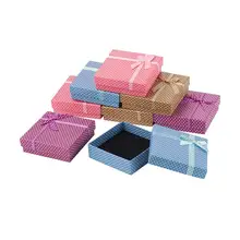

12pcs Jewelry Set Box Square Gift Box with Bowknot For Necklaces Earrings Rings Packaging Mixed Color 9x9x3cm 9x7x3cm