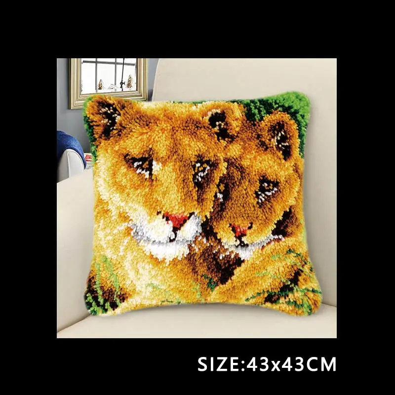 ABZ350 Животные Smyrna Knooppakket Klink Haak Kleed Bloemen Сделай Сам Вышивка крестом подушки Borduurpakket Kussen защелка Крюк Подушка 3D - Цвет: ABZ350