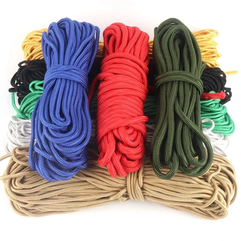 10~100m Φ6mm Colorful Survival Parachute Cord Lanyard Outdoor Camping Tent Rope Climbing Safety Net Rope Household Clothesline