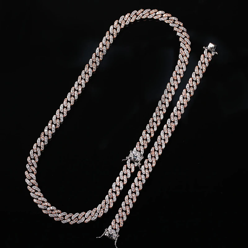 Хип хоп 1 комплект 8 мм Bling Iced Out Циркон полный горный хрусталь ожерелье геометрический AAA CZ камень кубинская цепь браслет для мужчин ювелирные изделия