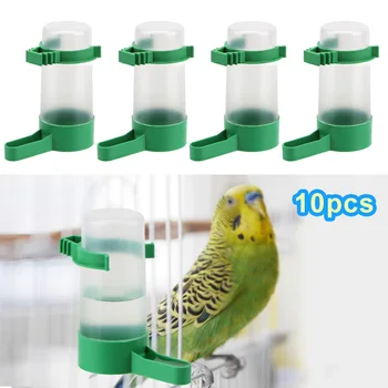 

10pcs / lot Bird Water Drinker Feeder Waterer with Clip Pet Bird Supplies Dispenser Bird Feeders Automatic Drinking Fountain