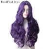 WoodFestival Wavy Purple Synthetic Wigs for Women Heat Resistant Female Ombre Lolita Colored Green Pink Brown Woman Long Hair ► Photo 1/6