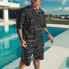 Men's 3D Printing Oversize Season Street Trend Hip-Hop Beach Fshing Football Sports 2 Short Sleeve T-Shirt Suit Clothes