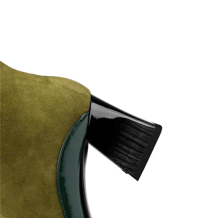 MORAZORA Big size 34-43 fashion autumn winter green color ankle boots thick high heels square toe women boots