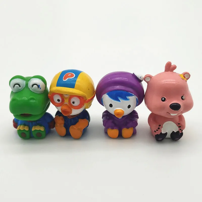 

2/4Pcs Animation Figurine Pororo Figures Original Toys Set Pvc Cartoon Model Figure Toy