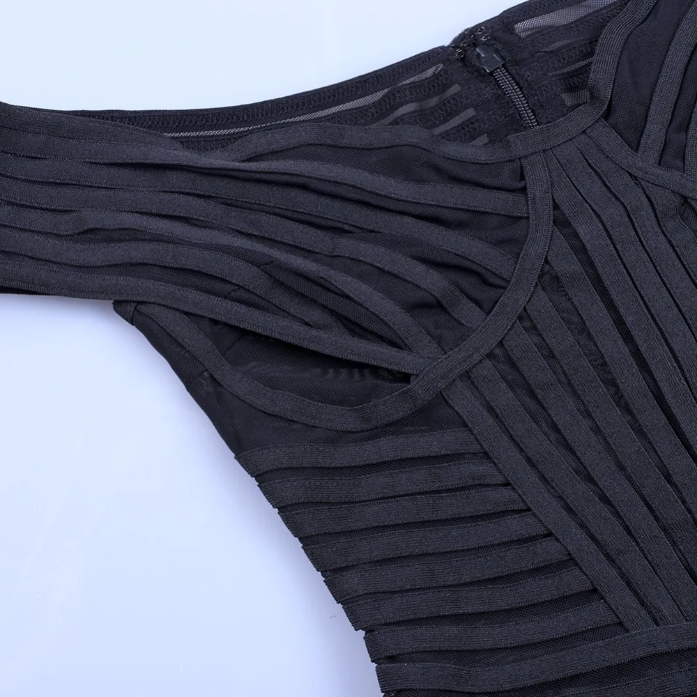 Maketina новое летнее Бандажное платье Vestidos черное Сетчатое Бандажное платье сексуальное Бандажное платье с открытыми плечами женские облегающие вечерние платья