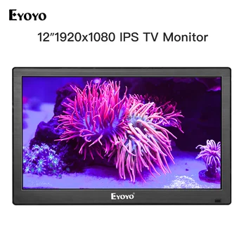 

Eyoyo EM12T 12" HDMI TV Monitor 1920x1080 FHD IPS Display VGA AV USB Remote Control Screen for PC Computer Security Surveillance