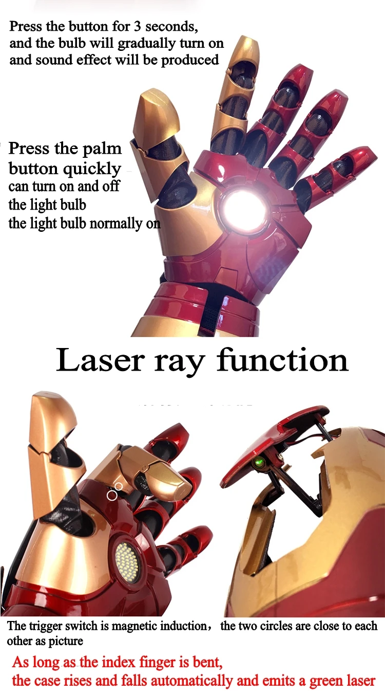 iron man 1:1 armor wearable arm helmet mk42 gloves high quality touch electric open