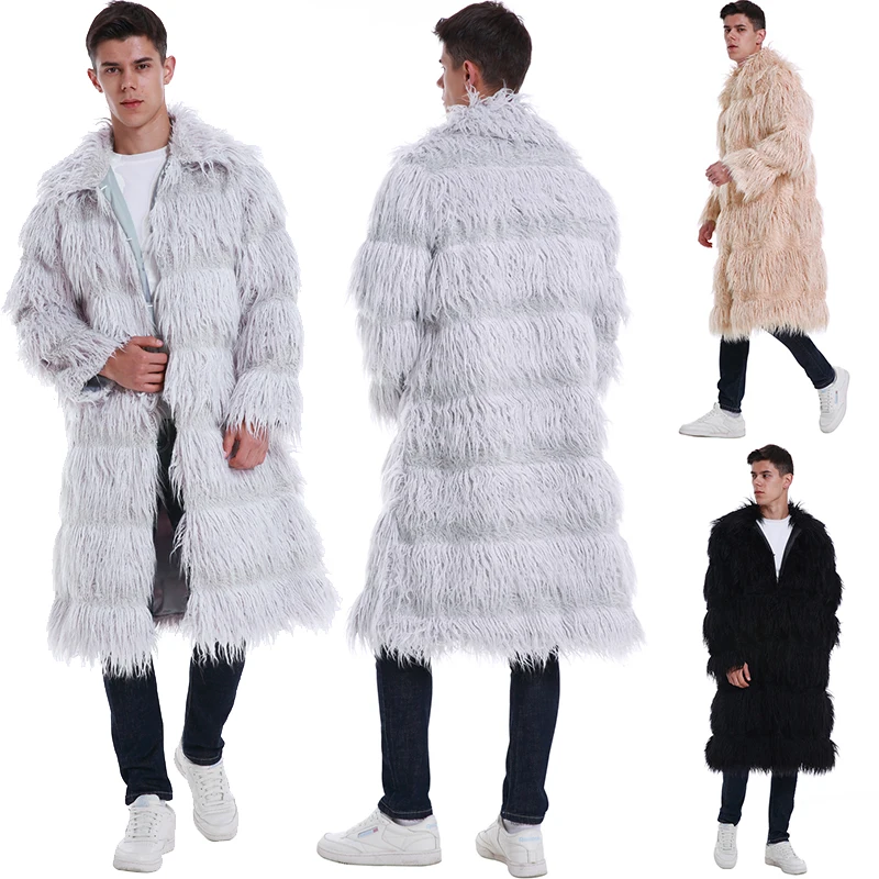 Осенне-зимнее пальто мужские Chaqueta черные Большие размеры мужские пальто из искусственного меха с длинным рукавом модные мужские шубы Свободная верхняя одежда 3xl