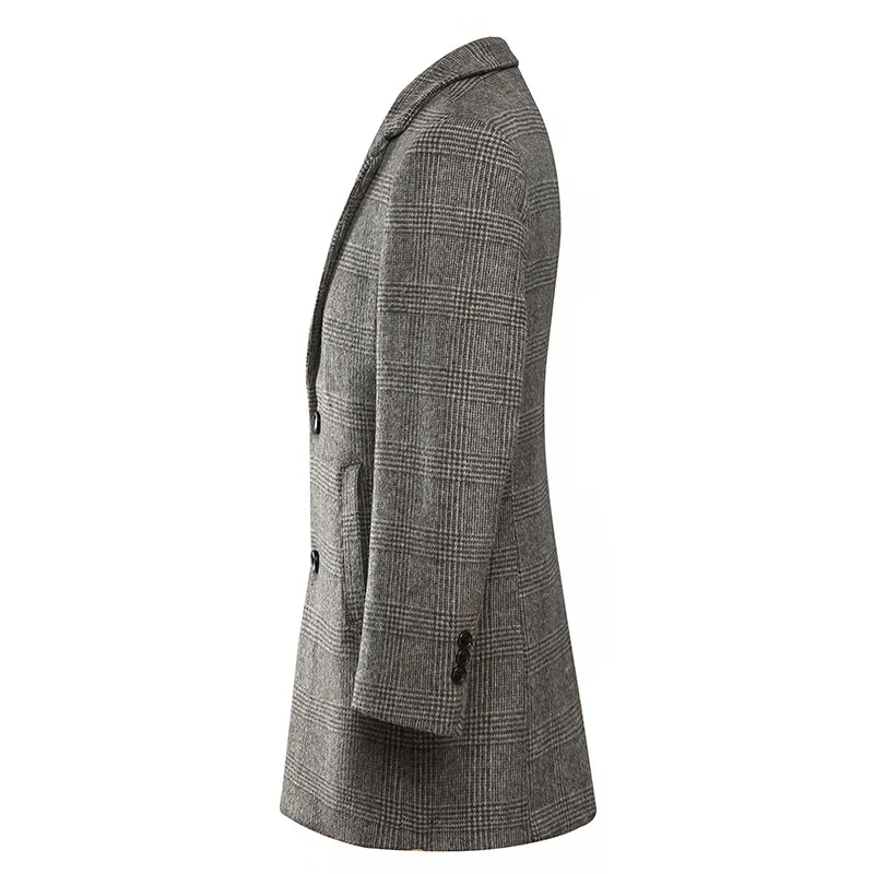 Зима длинный плотный теплый мужской Тренч отличное качество Slim Fit мужское шерстяное пальто