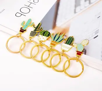 

200pcs Cute Women Succulent Potted Plants Shaped Keychain Metal Cactus Car Key Ring Holder Friends Couple Gift Wholesale