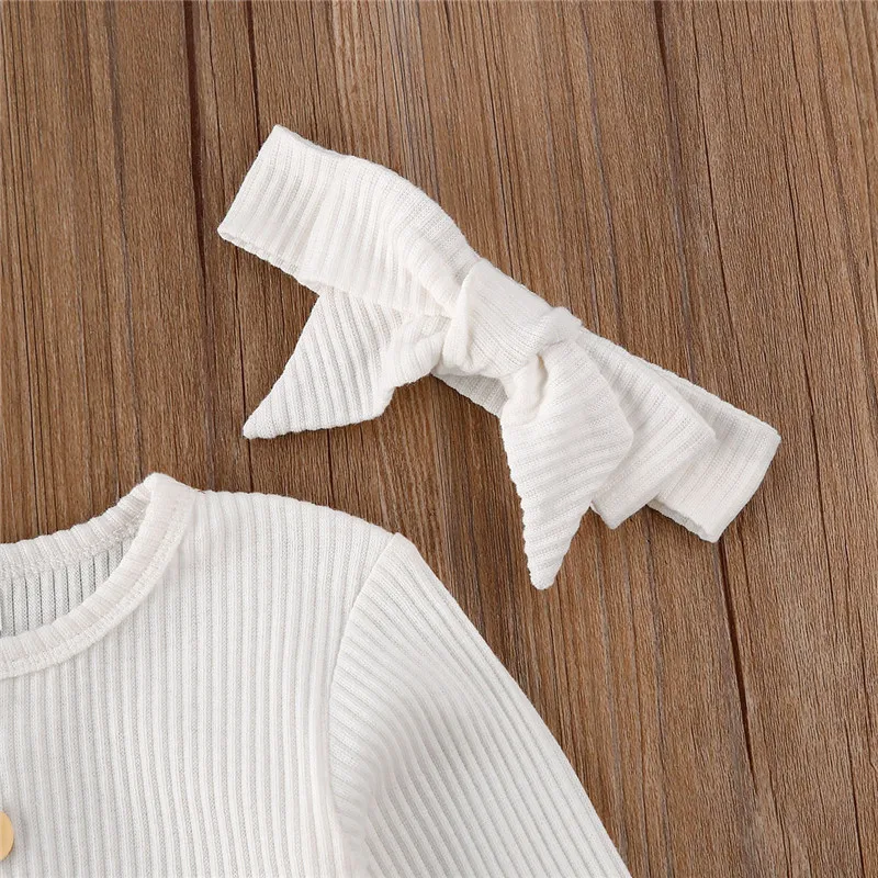 Newborn Baby Boy Girl Rompers Outfit Ribbed Knitted Ruffles Romper Autumn Winter Warm Long Sleeve PP Ruffles Jumpsuit Clothes