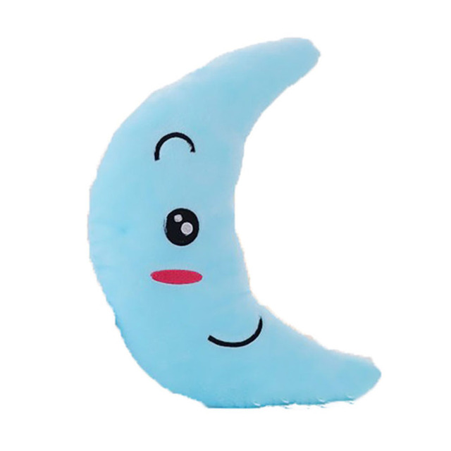 38CM Colorful Moon Shape Plush Toys Luminous Glowing LED Light Pillow Soft  Kawaii Stuffed Lovely Kids Toy Birthday Gift