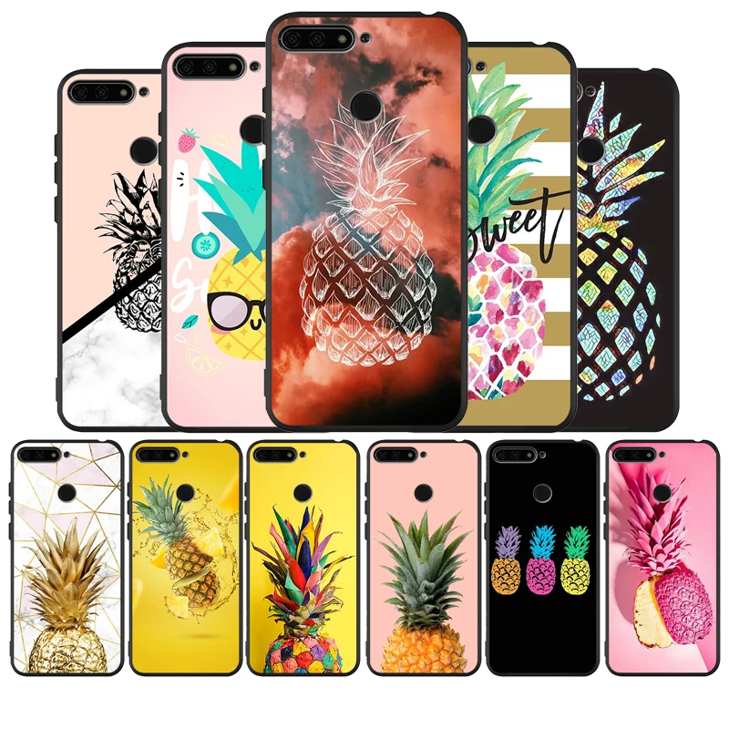Fruit cute pineapple Black TPU Silicone Soft Phone Case For Honor 8X 9 8 10 20 30 Lite Pro MATE | Мобильные телефоны и