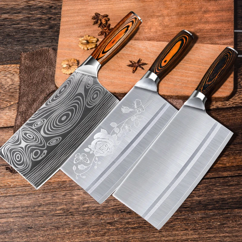 

8Inch 5CR15mov Stainless Steel Cleaver Butcher Knife Pro Kitchen Knife Wood Handle Chopping Knife Kitchen Cooking Chef Knife