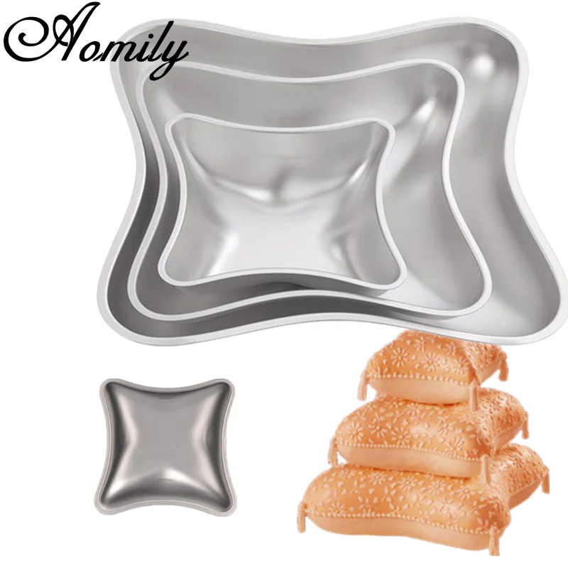 Amoliy 3 Layer Cake Mold 3pcs Pillow Shape Cake Aluminum Mold Fondant