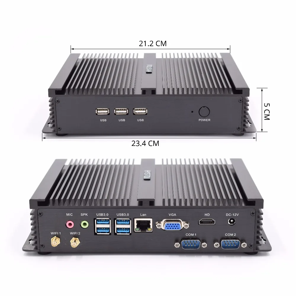 Hystou новая модель промышленный компьютер бесшумный мини ПК 4 Гб ОЗУ 128 Гб SSD Intel Core i5 4200U VGA HDMI порты и 1Lan порт
