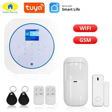 Золотая безопасность WiFi GSM Беспроводная умная домашняя система охранной сигнализации Tuya APP контроль Противоугонная сигнализация