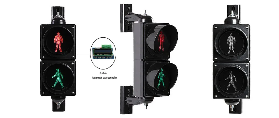 Low-Cost-Built-in-Automatic-Cycle-Traffic-Light-Controller-LED-Traffic-Light-red and green man Simplified-Traffic-Controller-LED in