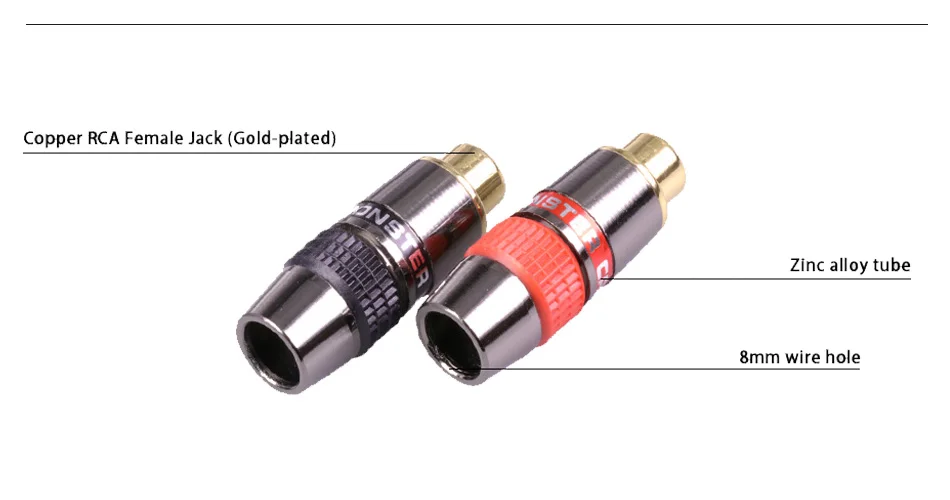 10pcs/lot RCA Female Jack Gold Plated RCA Soldering Wire Connector Audio Speaker Amplifier Connector 5 Pairs Red+Black