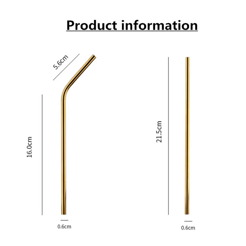 Золотые соломинки 100 шт./компл. металлическая соломинка многоразовые Оптовые трубочки для напитков из нержавеющей стали 215 мм Прямые согнутые соломинки для напитков