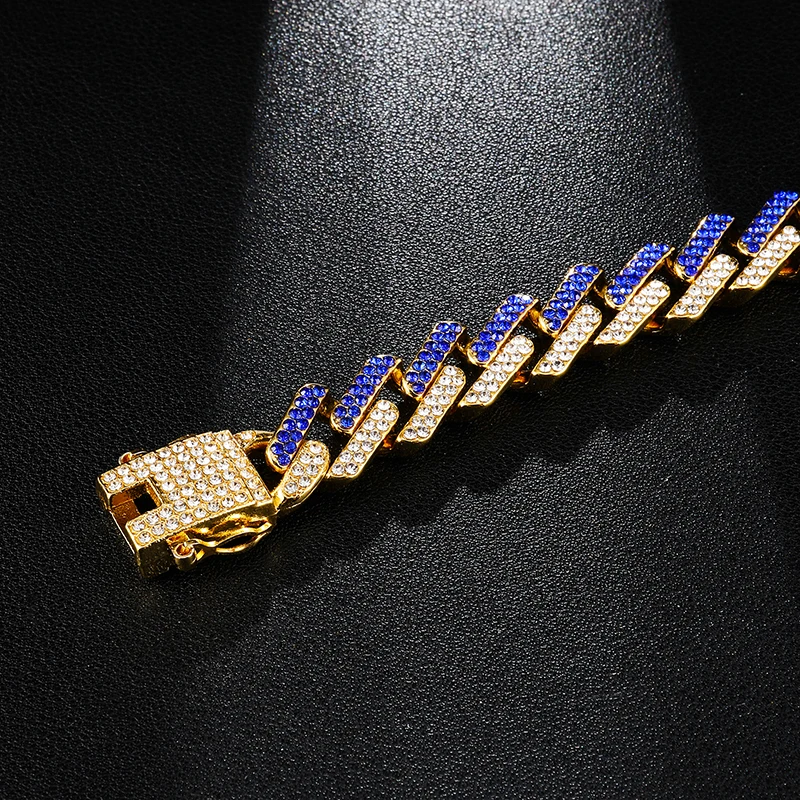 Хип хоп 13 мм Bling Iced Out полный горный хрусталь браслет геометрический AAA CZ камень кубинские цепи браслеты для мужчин ювелирные изделия