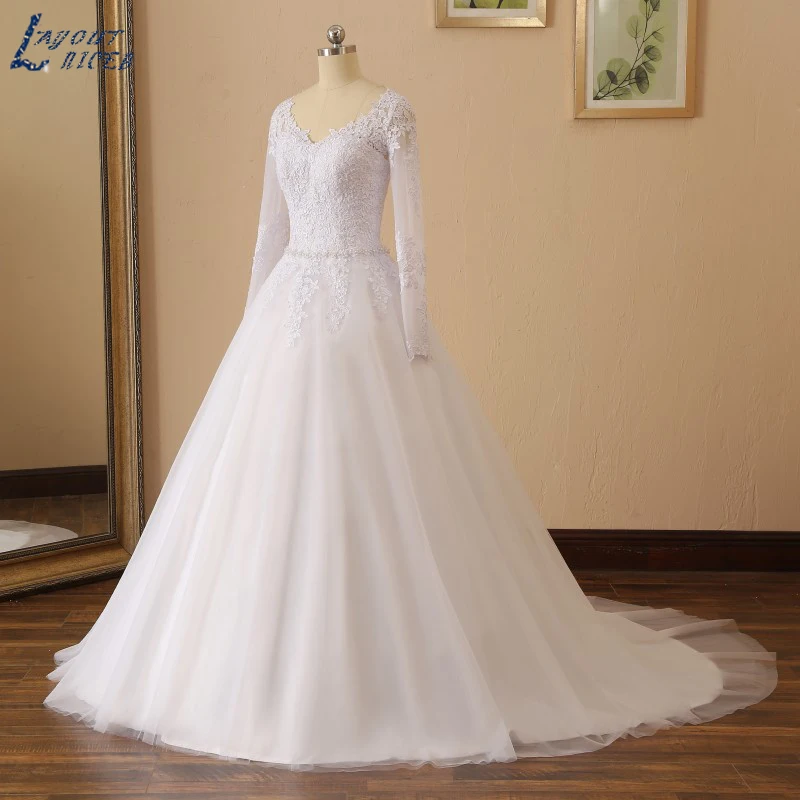 YQS025 Robe De Mariee Lace Long Sleeves Wedding Dress Bride Sexy Backless Made In China Wedding Gown