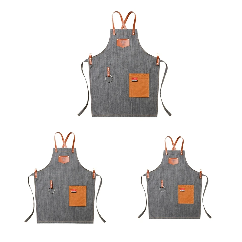 

Cowboy Apron Korean Fashion Hair Barista Tea Shop Waiter Overalls Denim Apron R9JC