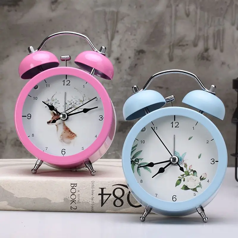 Cute Clock Small Bed Alarm Clocks Creative Mini Metal Student Alarm Clock Desk Alarm Clock Lovely Toy For Bedroom Home